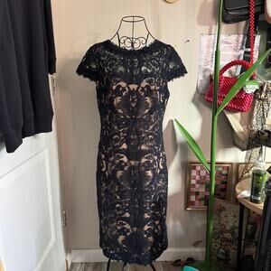 Tadashi Shoji Corded Embroidery Tulle Cap Sleeve Dress 12